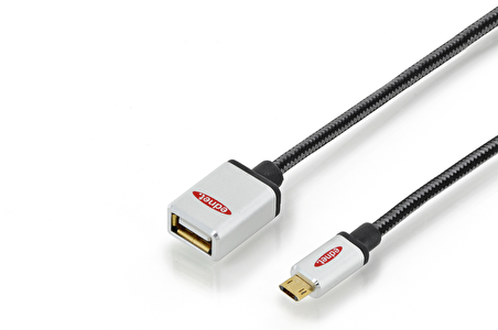  ED-84150 ednet Premium micro USB 2.0 Adaptör Kablosu, USB A Dişi <-> Micro USB B Erkek, On-The-Go (OTG), 180 derece ters yüz çevirerek takılabilir, 0.30 metre