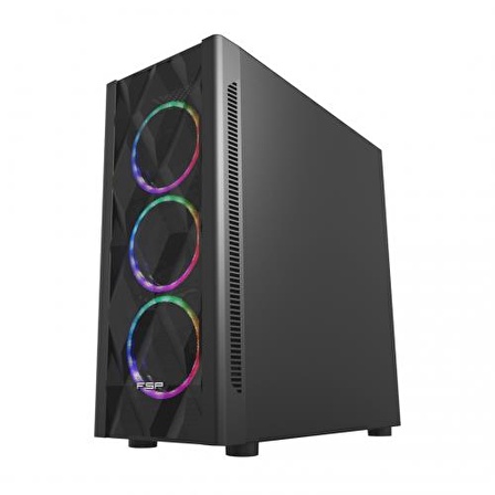 FSP CMT595AL Mid Tower, 750W 80+ Bronze, Siyah,  Temperli Cam, RGB, ATX GAMING KASA