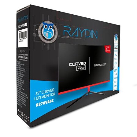 RAYDIN R270VABC , 27", 2ms, 75Hz, Full HD, D-Sub, HDMI, Frameless, R1800 Curved, VA LED Monitör (Siyah)
