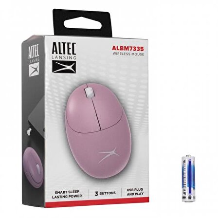 Altec Lansing ALBM7335, Pembe, 2.4GHz USB,  1200DPI, Kablosuz Optik Mouse