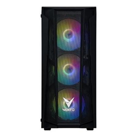 VENTO VG15FE Mid Tower, 650W 80+ Siyah, Temperli Cam, RGB, ATX GAMING KASA