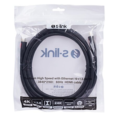 S-Link HDMI Kablo Siyah (1.5m) 4K