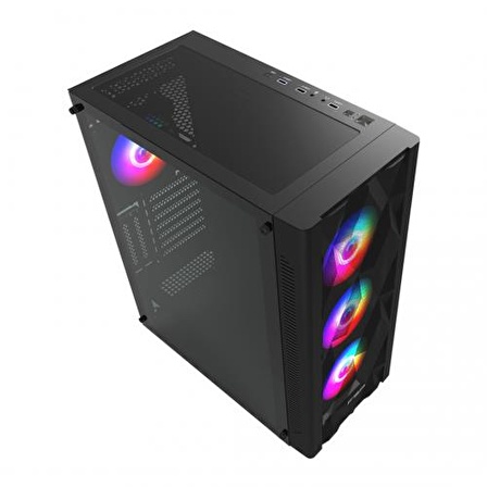 FSP CMT395A Mid Tower, 650W 80+ Bronze, Siyah, Temperli Cam, RGB, ATX GAMING KASA