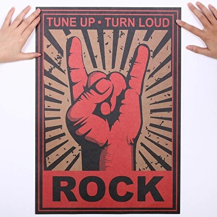 ROCK AND ROLL TUNE UP TURN LOUD RETRO POSTER AF025