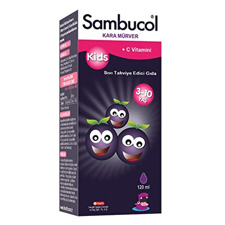 Sambucol Kids Kara Mürver C Vitamini ve Çinko İçeren Takviye Edici Gıda 120 ml