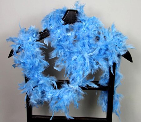 Parti Bebek Mavisi Kabarık Tüylü Otriş Boa Dekorasyon Tüy 180 cm