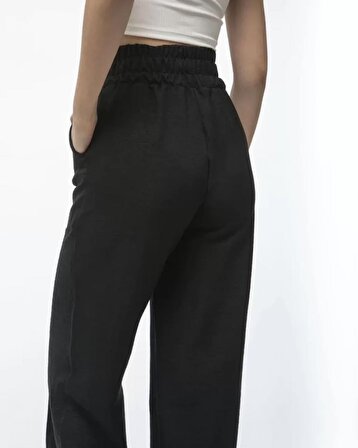FSGLOBAL Yüksek Bel Keten Pantalon - Siyah
