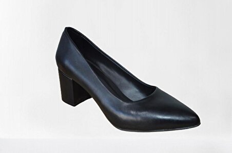 Cilt Günlük 6 Cm Siyah Topuklu Kadın Ayakkabı