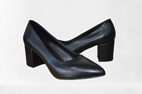 Cilt Günlük 6 Cm Siyah Topuklu Kadın Ayakkabı