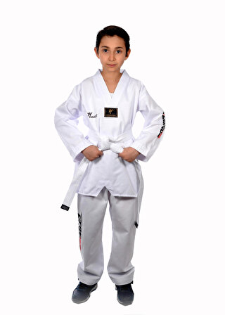 HAŞADO Taekwondo Beyaz Yaka Fitilli Acemi Elbise