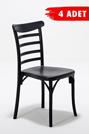 4 Adet Efes Siyah Sandalye / Balkon-Bahçe-Mutfak