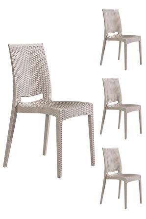 4 Adet Rattan Cappucino Sandalye / Balkon-Bahçe-Teras