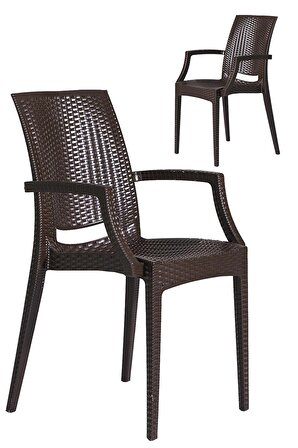 2 Adet Rattan Lüx Kahve Sandalye / Balkon-Bahçe-Teras