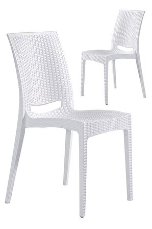 2 Adet Rattan Beyaz Sandalye / Balkon-Bahçe-Teras