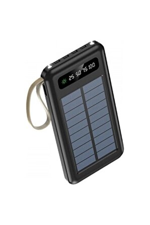 Solar Enerji Destekli 20000 Mah Powerbank Telefon Taşınabilir Şarj Dolum Ünitesi 2 Power Led Işıklı