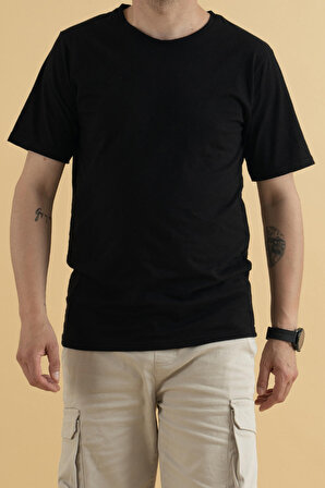 Slim Fit Erkek Basic T-Shirt Siyah