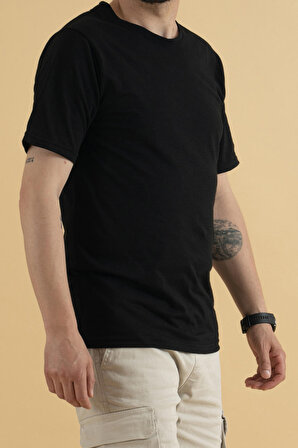 Slim Fit Erkek Basic T-Shirt Siyah