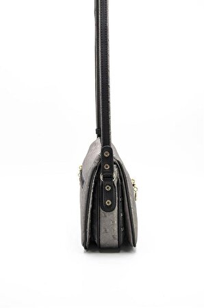 Silver  Polo Platin - Siyah NV818 Kadın Çapraz Çanta