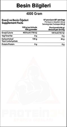 Hardline Nutrition Carbopure 4000 Gr 87 Servis Saf Karbonhidrat