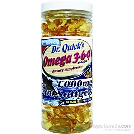 Dr.Quick s Omega 3-6-9 Yağları Mega EFA 1000 mg, 200 Yumuşak Kapsül