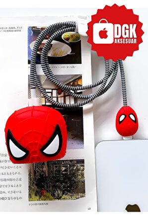 Apple 18-20 Watt Hızlı Şarj Uyumlu Şarj Başlığı Ve Kablo Koruyucu Set Spider Man Figürlü