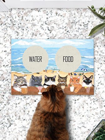 Summer Cats Kedi Köpek Eğitim Mama Paspası Ve Beslenme Altlığı