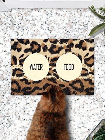 Leopar Kedi Köpek Mama Eğitim Paspası Ve Beslenme Altlığı