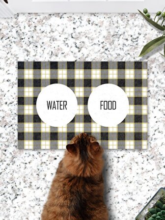 Ekose Kedi Köpek Mama Eğitim Paspası Ve Beslenme Altlığı