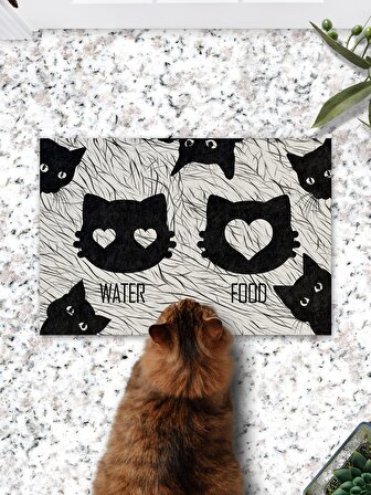 Black Cats Kedi Köpek Eğitim Mama Paspası Ve Beslenme Altlığı