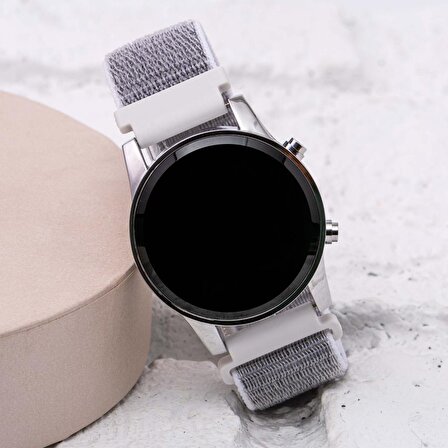 Yeni Trend Cırtlı Yapışır Kanvas Kordon Gri renk Dijital Bileklik Saat ST-304057