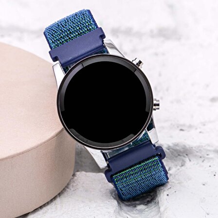 Yeni Cırtlı Yapışır Lacivert Kordon Dijital Led Unisex Kadın Erkek Kol Saat ST-304060