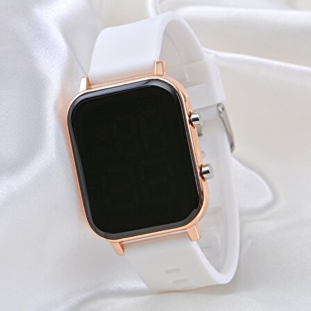 Kadın Beyaz Renk Silikon Kordon Dijital Led Kol Saati ST-304100