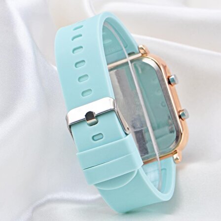 Pinkoli Turkuaz Silikon Kordonlu Led Watch Genç Kız Kadın Kol Saati ST-304104