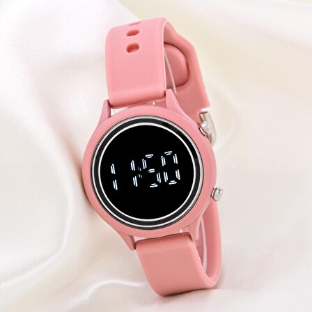Koyu Pembe Silikon Kordonlu Led Watch Genç Kız Kadın Kol Saati ST-304168