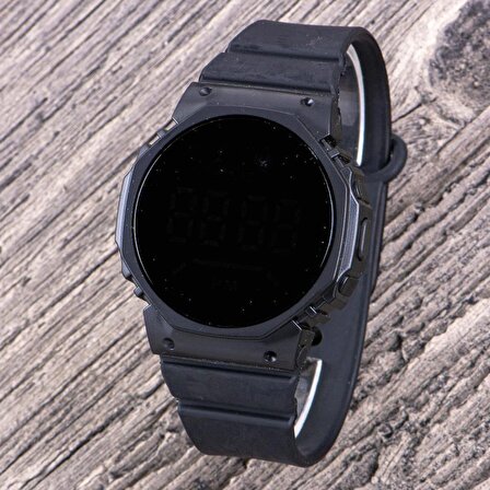 Kadın Saati Siyah Kordon Pembe İç Tasarım Led Watch Genç Kol Saati (Akıllı Saat Değildir!) ST-304374