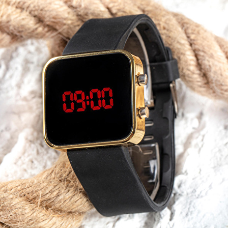 WATCH LED Mini GOLD BLACK Kadın Genç Kız Unisex KOL SAATİ