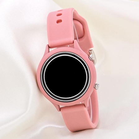 Koyu Pembe Silikon Kordonlu Led Watch Genç Kız Kadın Kol Saati