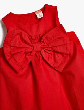 Kız Bebek Papyon Yuvarlak Yaka Kolsuz Elbise - 4SMG80001AW
