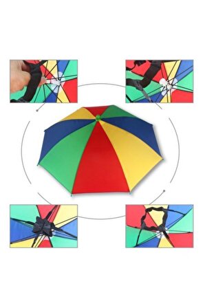 Dekoratif Şemsiye Şapka Şemsiye Lastikli Kafa Şemsiyesi  Yağmur Güneş Koruyucu Şemsiye
