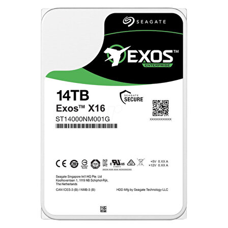 Seagate Exos ST14000NM001G Sata 3.0 7200 RPM 3.5 inç 14 TB Nas Harddisk