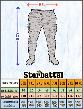 Starbattal Büyük Beden Commando Camouflage Erkek Esofman Altı 23501 HAKI