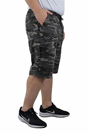 Starbattal Büyük Beden Commando Camouflage Erkek Penye Şort 23606 ANTRASIT