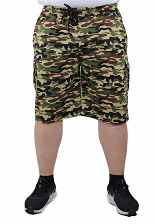 Starbattal Büyük Beden Commando Camouflage Erkek Penye Şort 23606 BEJ
