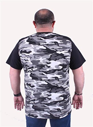 Starbattal Büyük Beden Shoulder Line Camouflage Erkek Tişört 23147 FUME
