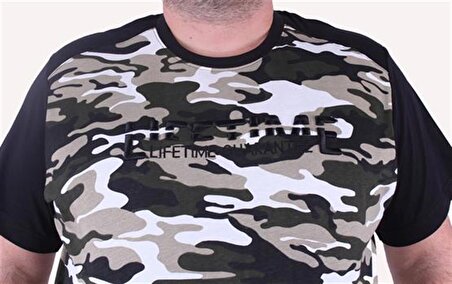 Starbattal Büyük Beden Shoulder Line Camouflage Erkek Tişört 23147 HAKI