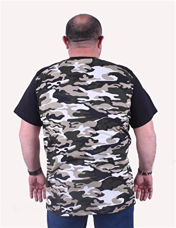 Starbattal Büyük Beden Shoulder Line Camouflage Erkek Tişört 23147 HAKI