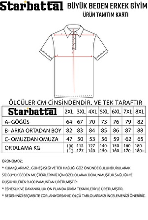 Starbattal Büyük Beden Polo Yaka Tişört Ninety Seven 23417 TABA