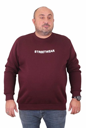 Starbattal Erkek Büyük Beden Sıfır Yaka Sweat Streetwear 23206 MURDUM