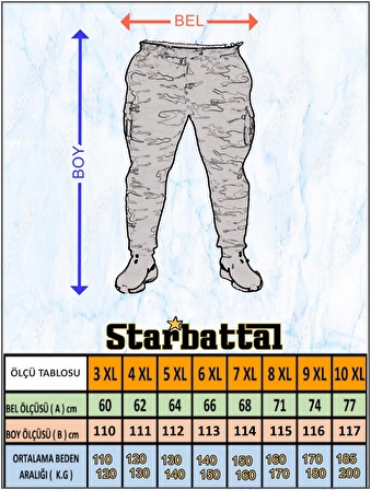 Starbattal Büyük Beden Classic Eşofman Altı Fermuarlı Cep 22500 MURDUM