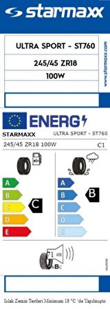 Starmaxx 245/45 R18 100W Ultra Sport ST760 Reinforced Oto Yaz Lastiği 2023